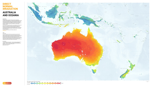 Direct Normal Irradiation, Australia And Oceania